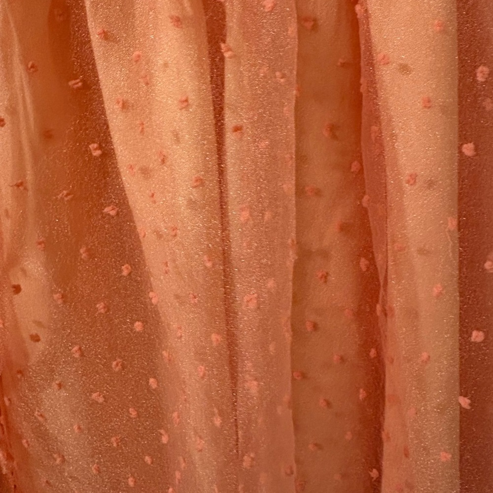 Light Pink Puffy Sleeve Polka Dot Midi Dress - Picture 4 of 6